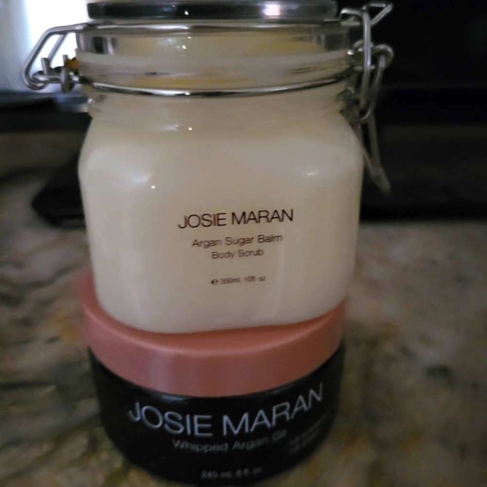 New Josie Maran Sugar Balm 10 ounce, and 8 ounce unscented body butter